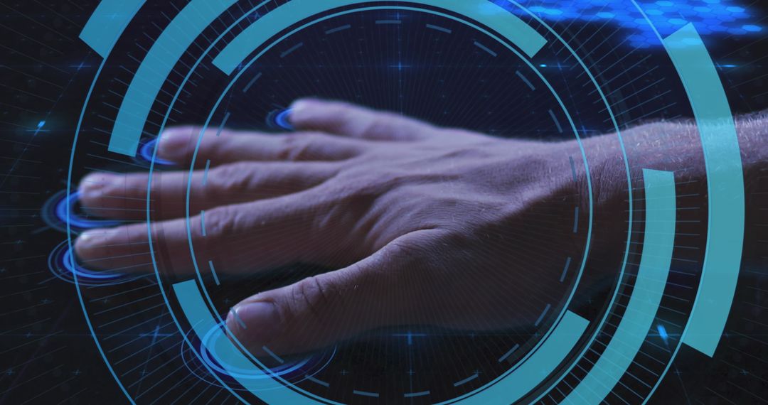 Biometric Hand Scan with Futuristic Digital Elements