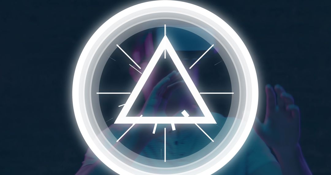 Geometric Shapes and Symbolic White Lights on Dark Background