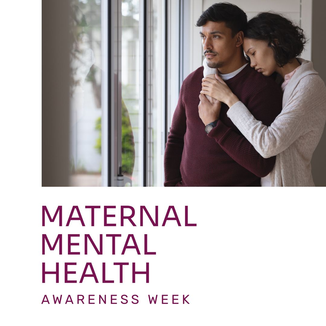Biracial Couple Highlighting Maternal Mental Health Awareness