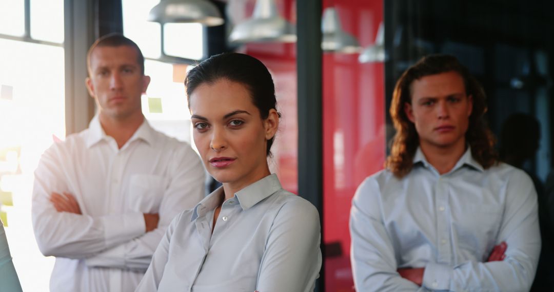 Confident Business Team Standing With Calm Composure