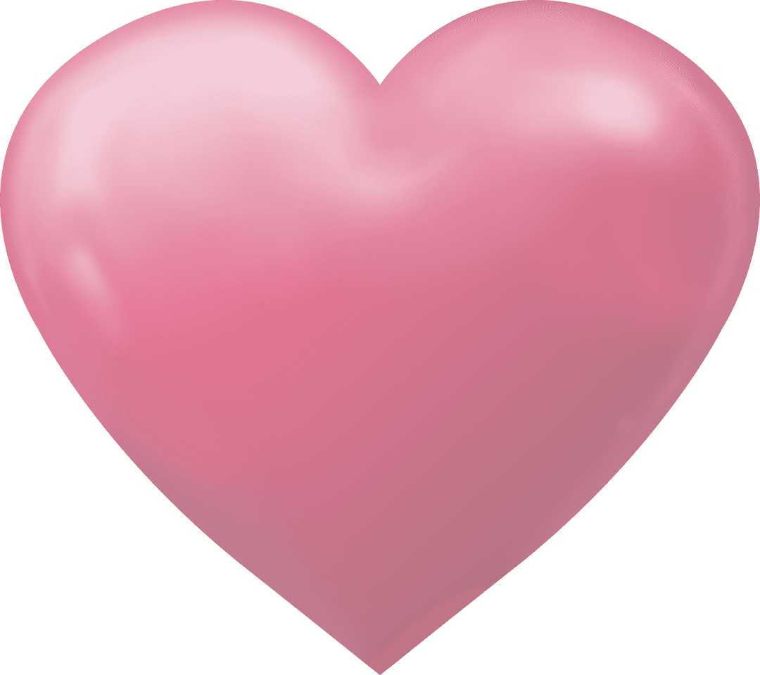 Glossy Pink Heart on Transparent Background for Love Themes