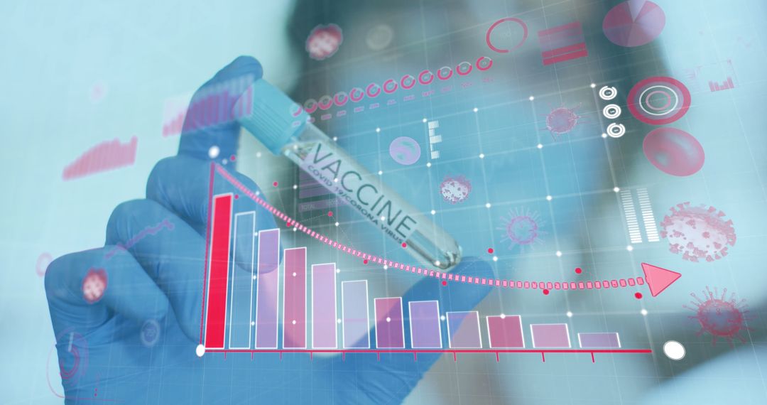 Scientist Analyzing Vaccine Data with Digital Covid-19 Statistics