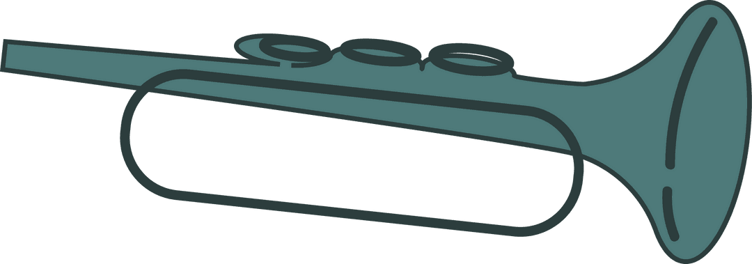 Transparent iconic stylized trumpet with three valves