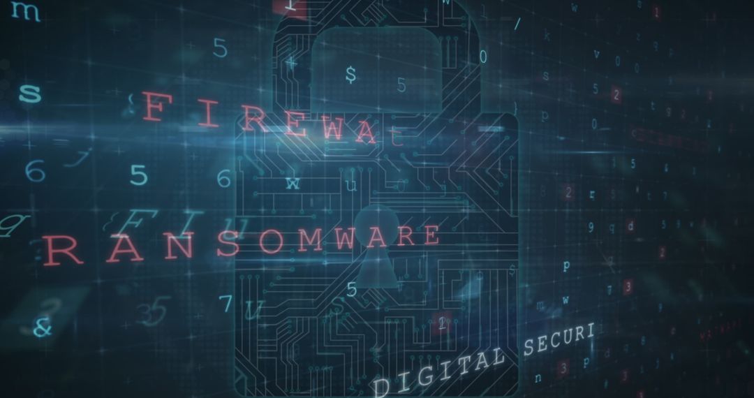 Digital Padlock with Cybersecurity Data Theme