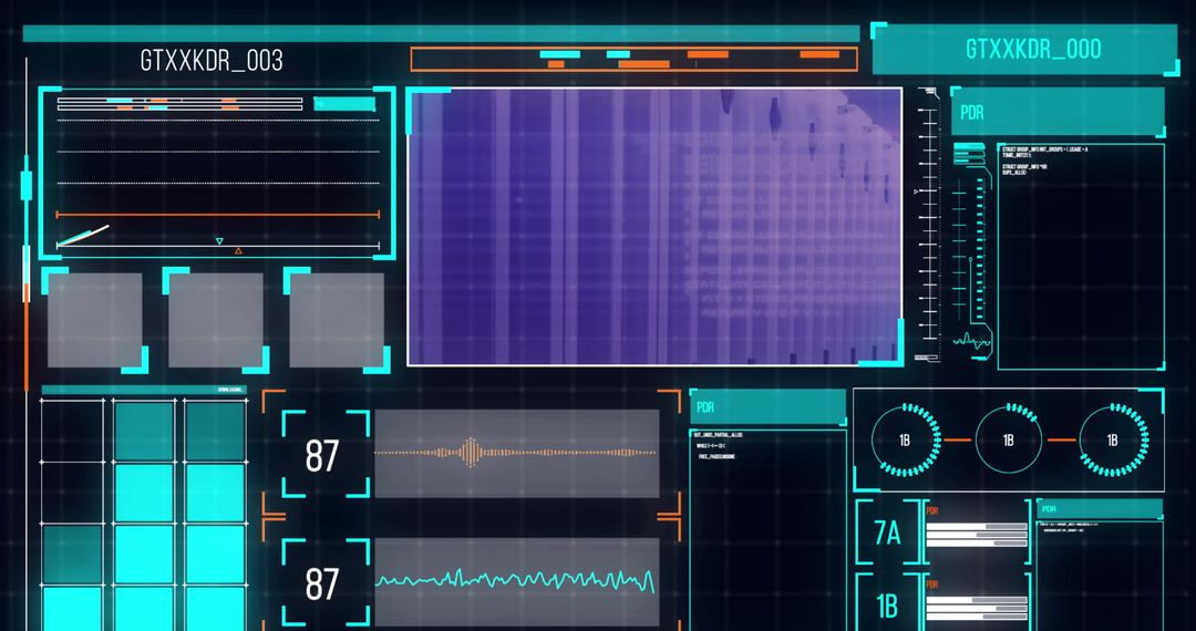 Abstract Digital Interface on Computer Screens with Data Graphics
