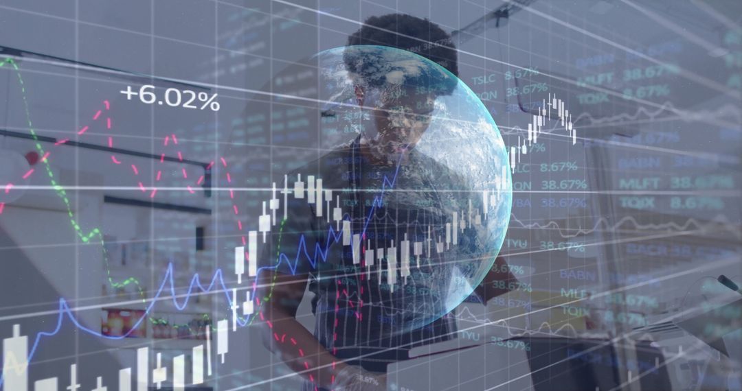 Financial Analyst Reviewing Market Data with Global Insights
