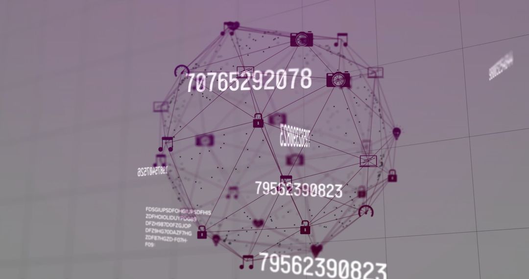 Digital Network Displaying Social Media and Data Processing Icons