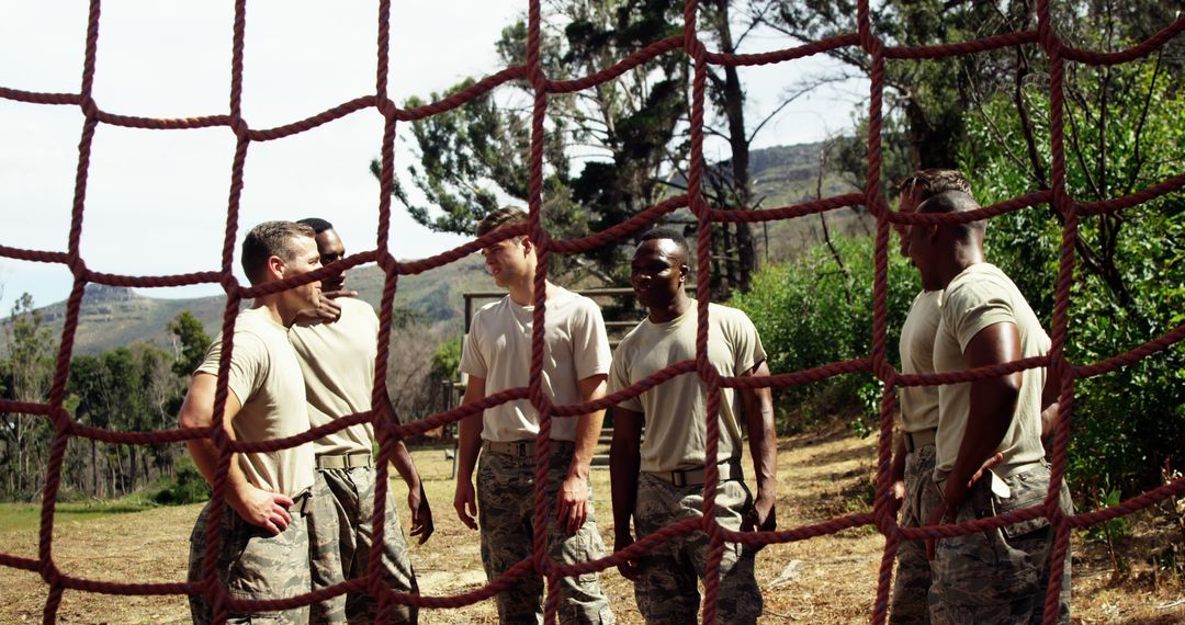 Soldiers Standing Together During Boot Camp Obstacle Course