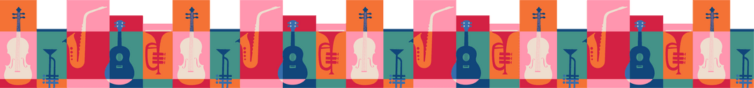 Transparent Background with Modern Music Instrument Pattern