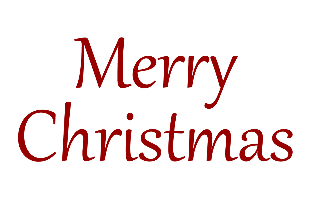 Merry Christmas Red Text on Transparent Background for Festive Designs