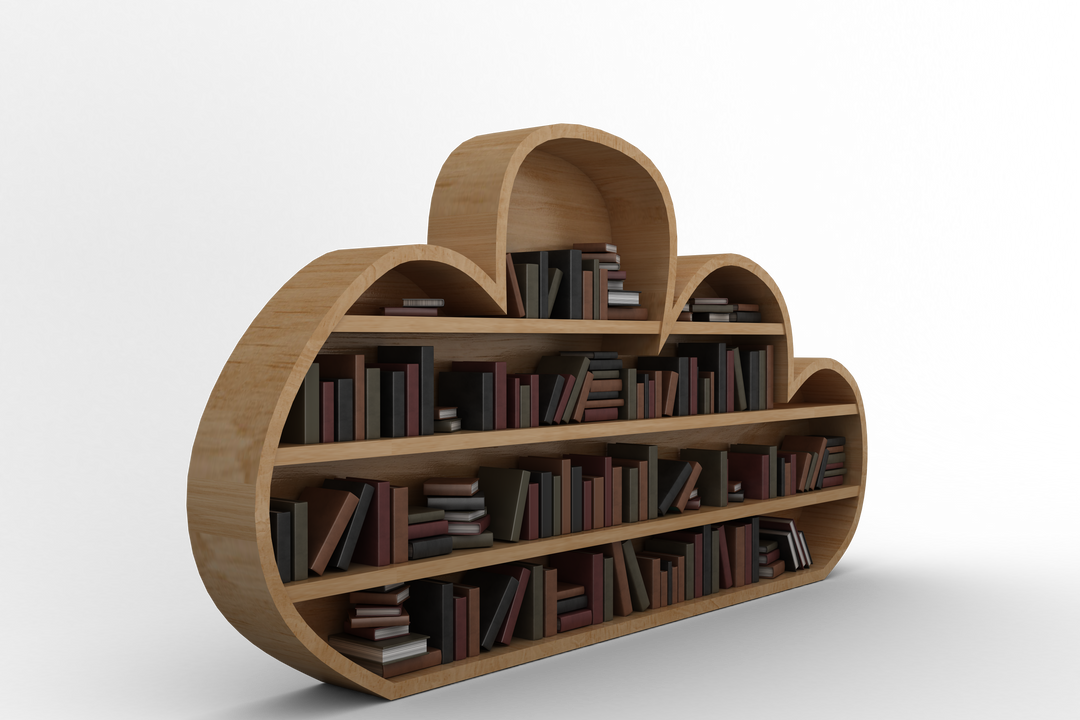 Books on Transparent Cloud Shaped Bookshelves - Download Free Stock Images Pikwizard.com