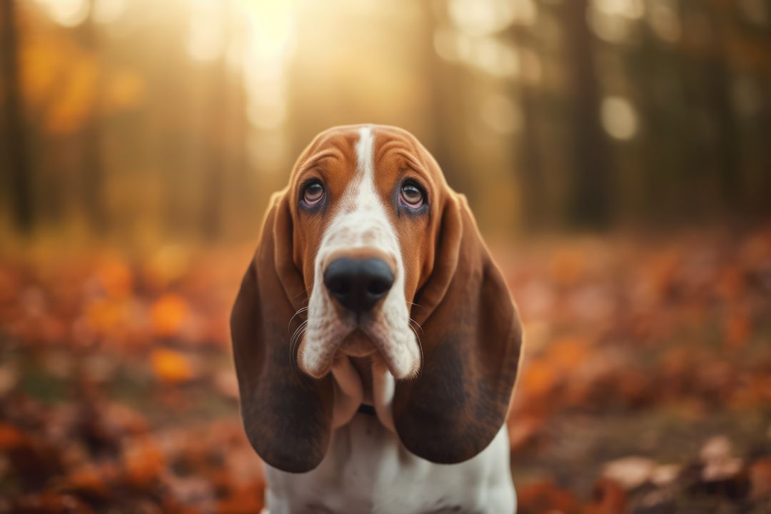 Adorable Basset Hound Dog in Autumn Forest - Free Images, Stock Photos and Pictures on Pikwizard.com