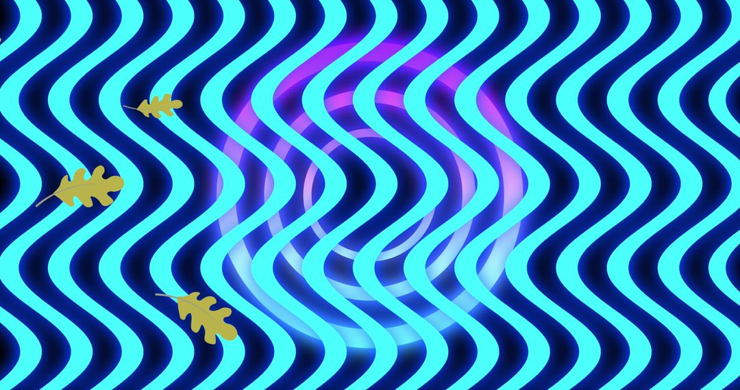 Leaf Elements on Vibrant Wavy Abstract Background