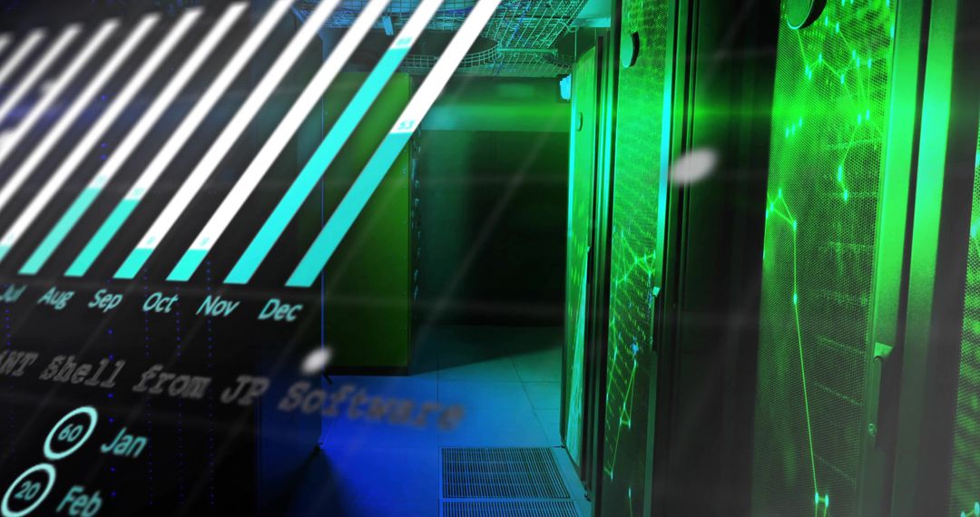 Futuristic Digital Data Center with Transparency Effects