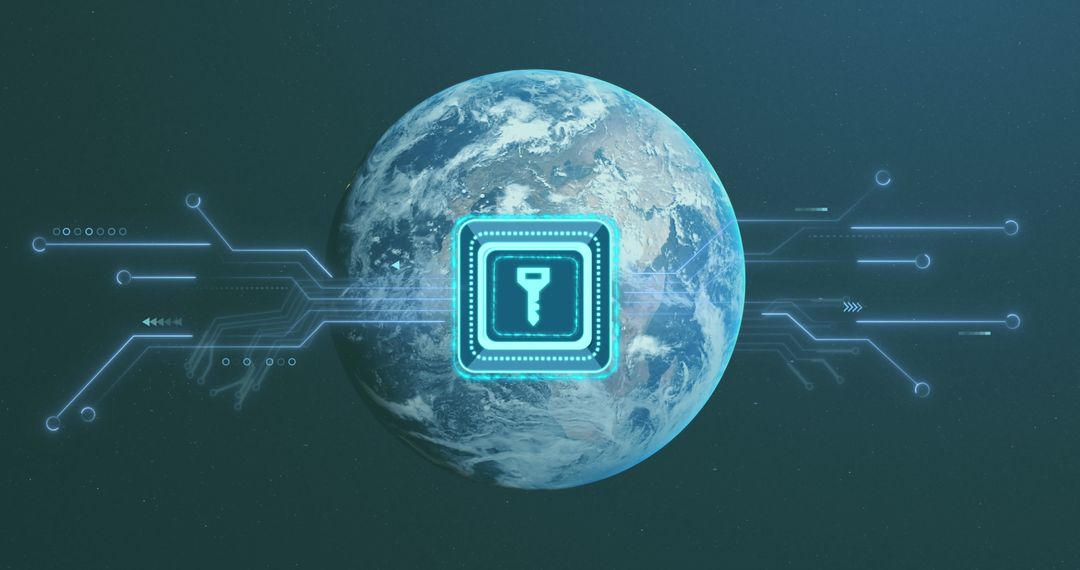 Futuristic Global Connectivity Concept with Key Symbol