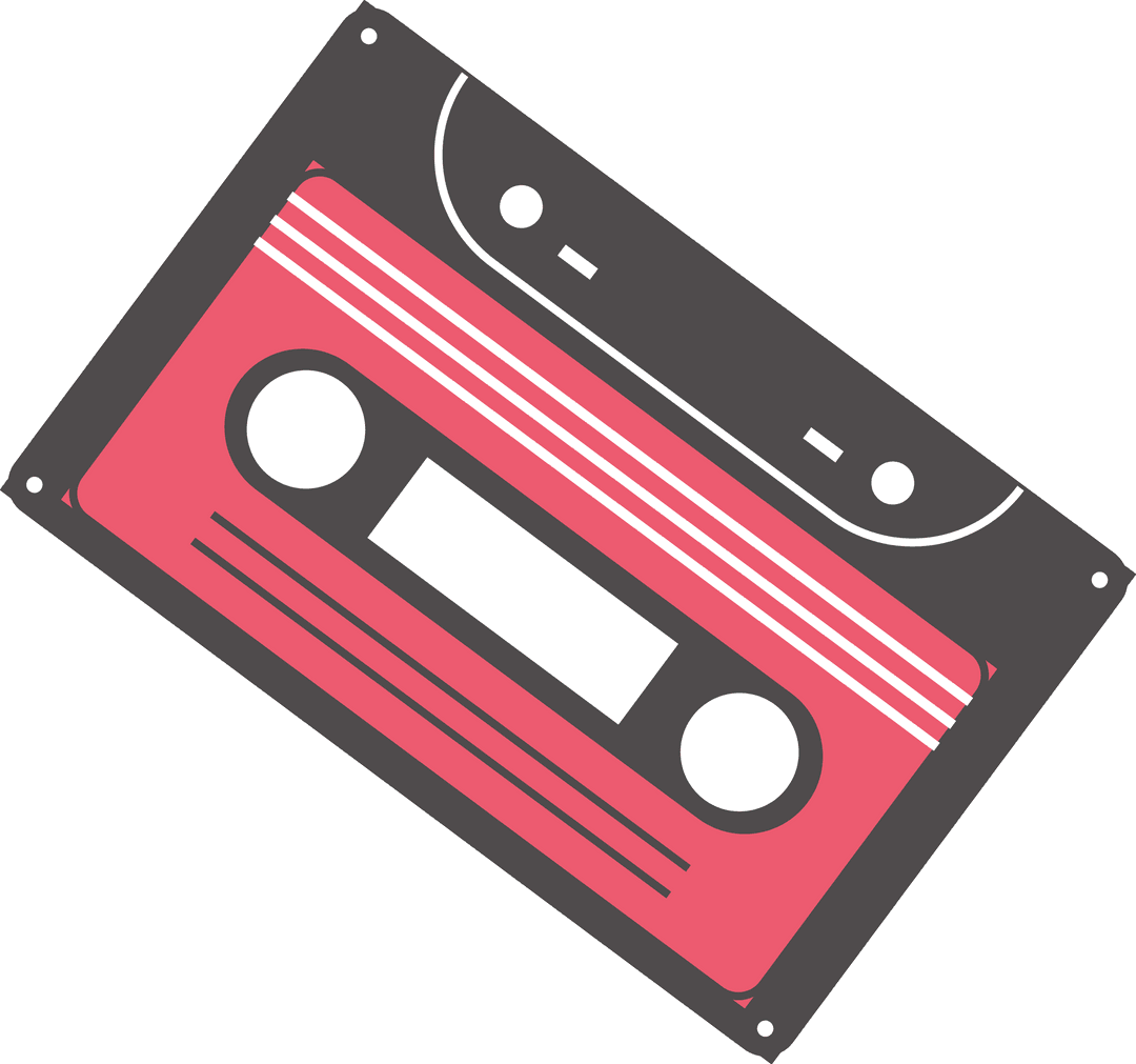 Flat Design Transparent Retro Cassette Tape Icon with Blank Label