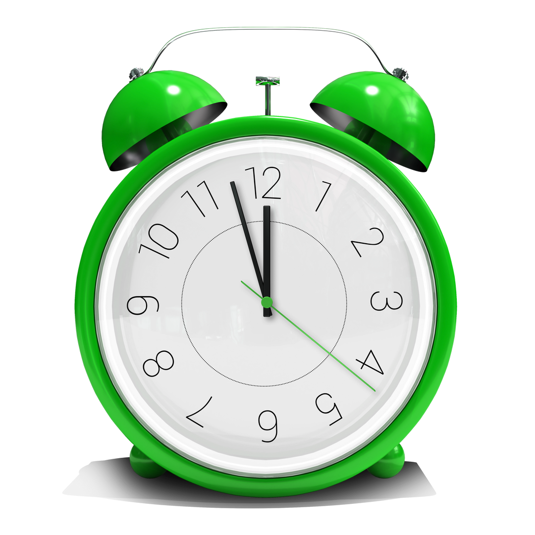 Green Alarm Clock on Transparent Background Indicating Midnight - Download Free Stock Images Pikwizard.com