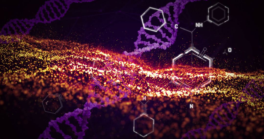 Glowing DNA Strands and Chemical Structures with Particle Effects