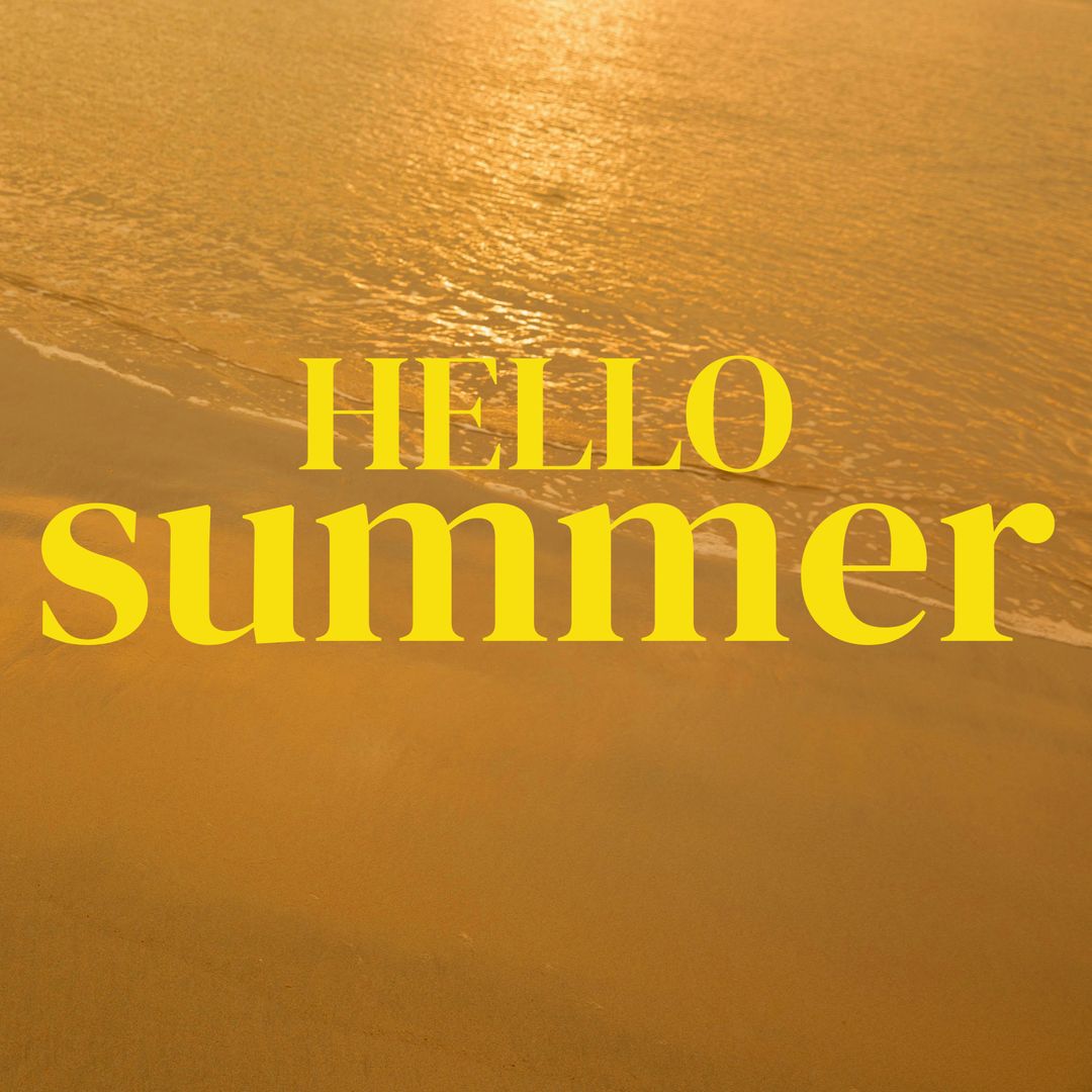 Golden Beach with Hello Summer Typography