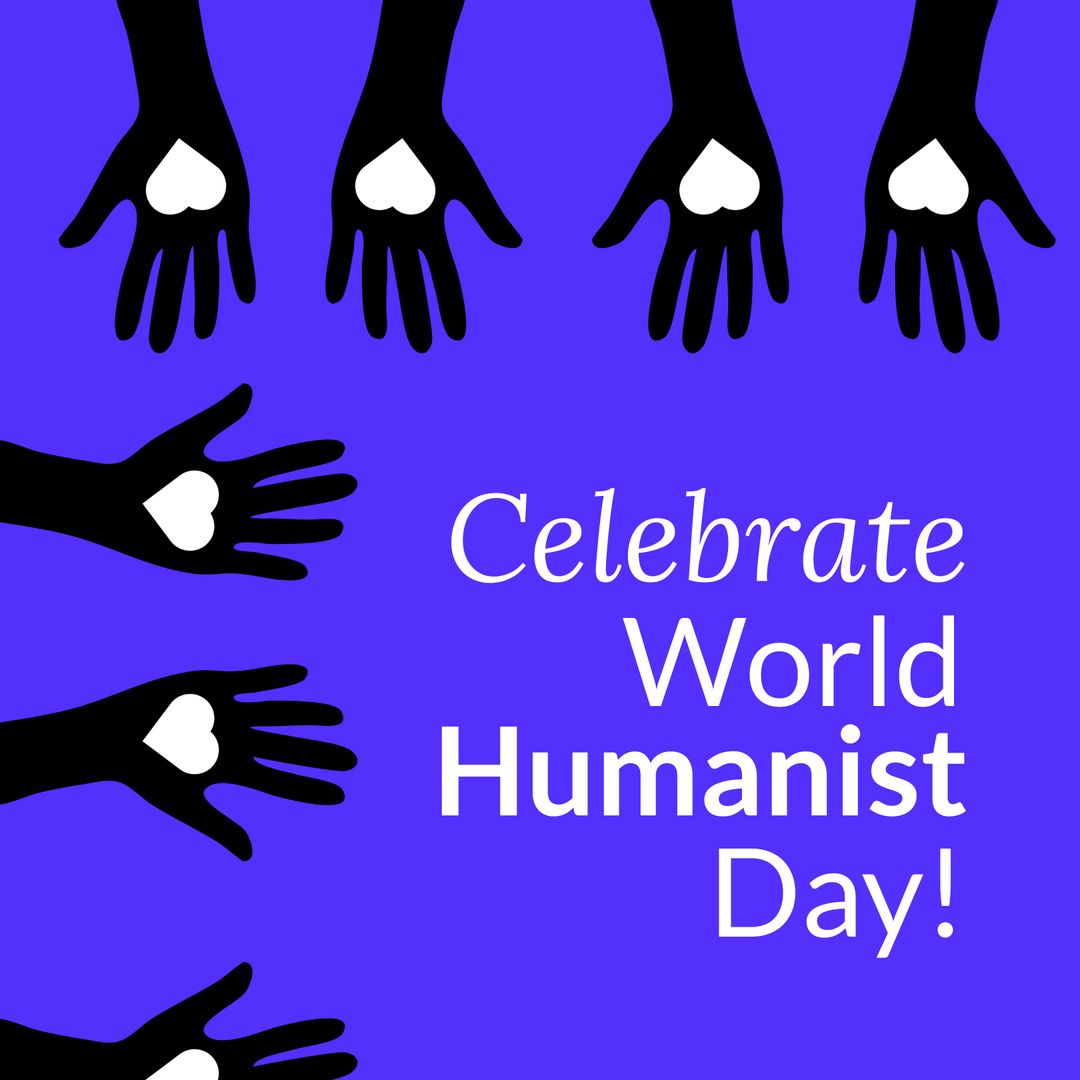 World Humanist Day Concept with Hands and Heart Symbol