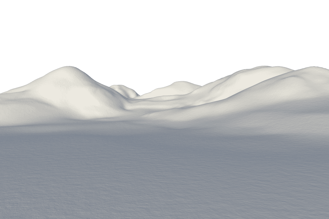 Winter Hills Landscape with Snow on Transparent Background