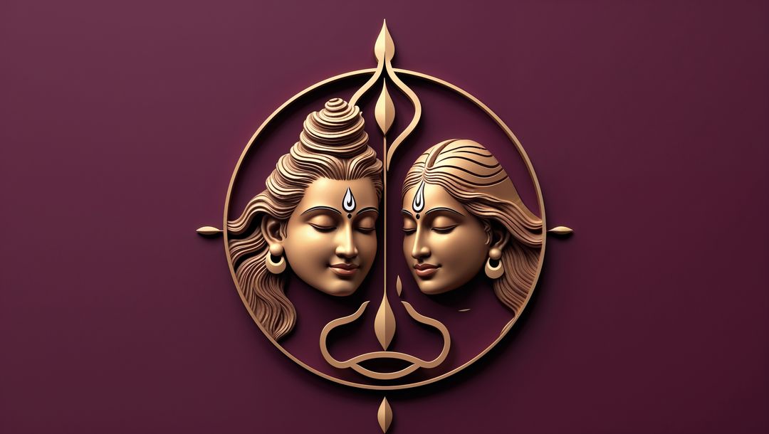 Golden Divine Deity Relief Art with Circular Frame