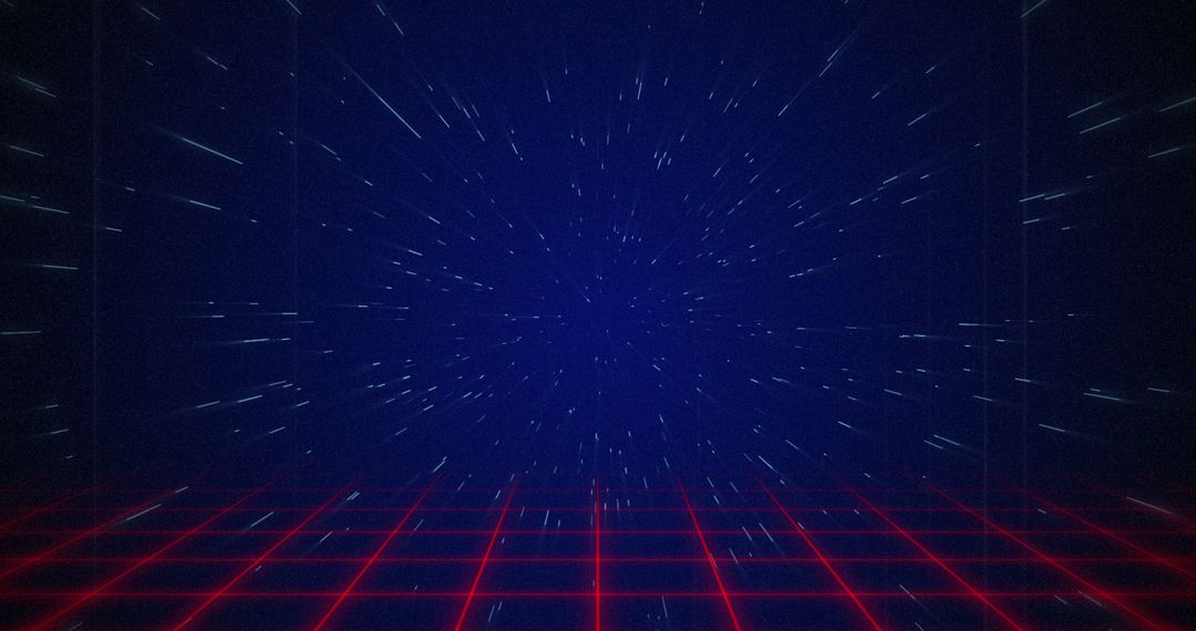 Futuristic Sci-Fi Tunnel with Red Grid Floor Perspective