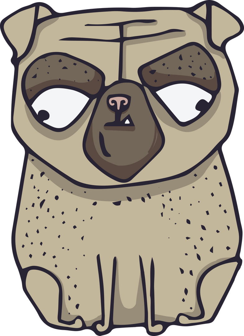 Digital Illustration of Grey Cartoon Pug on Transparent Background - Download Free Stock Images Pikwizard.com