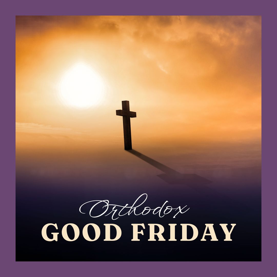 Orthodox Good Friday Celebration with Sunrise and Cross Silhouette