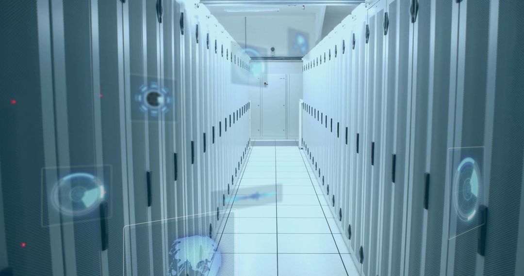 Digital Interface Overlay in Modern Data Center Server Room