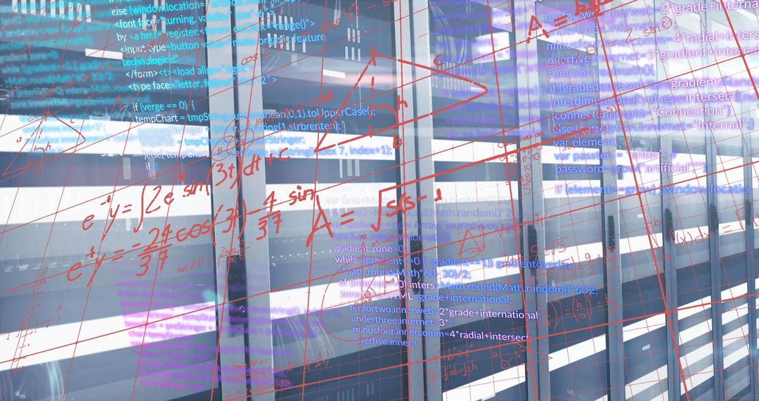 Overlay of Data Equations on Server Racks for Conceptual Technology Illustration