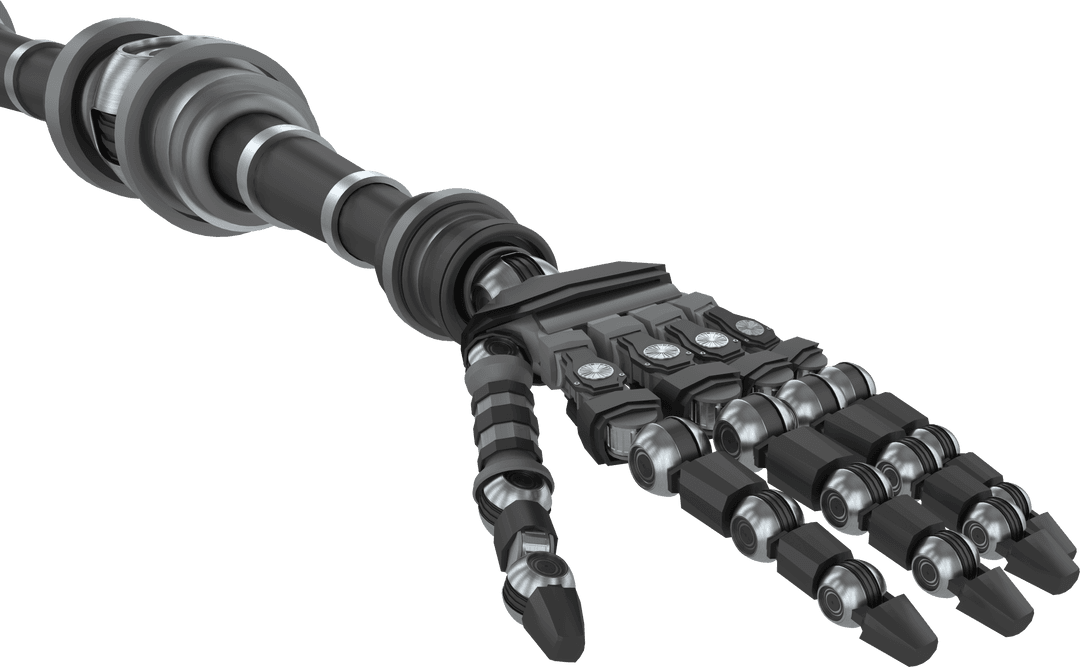 Futuristic Robotic Hand Close-Up on Transparent Background
