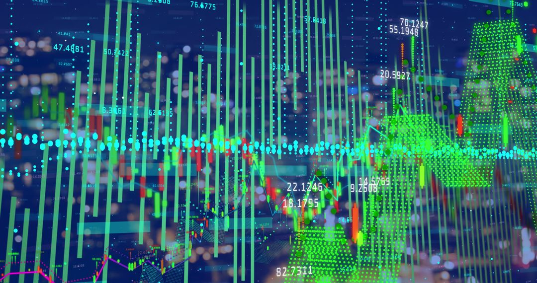 Abstract Finance Data and Conceptual Cityscape Background