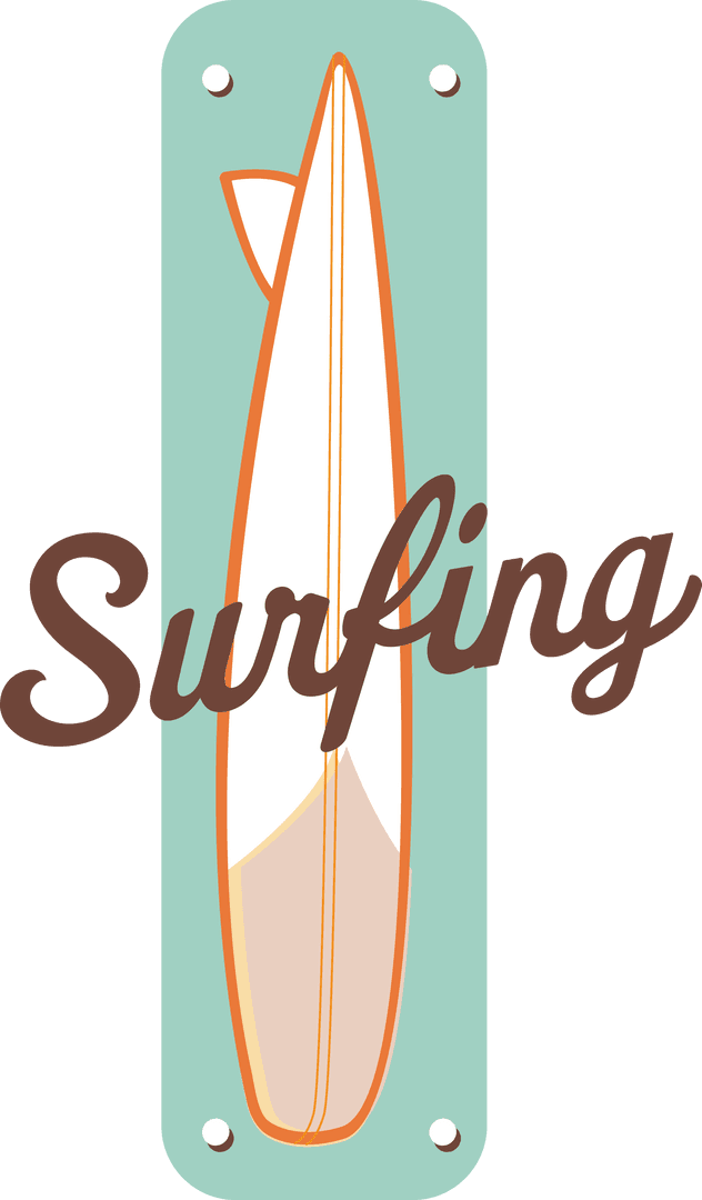 Colorful Surfboard Illustration with Bon-vibrations Text Transparent Background