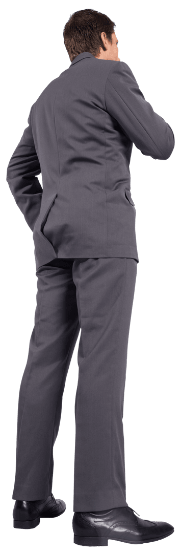 Transparent Businessman from Behind with Thoughtful Pose