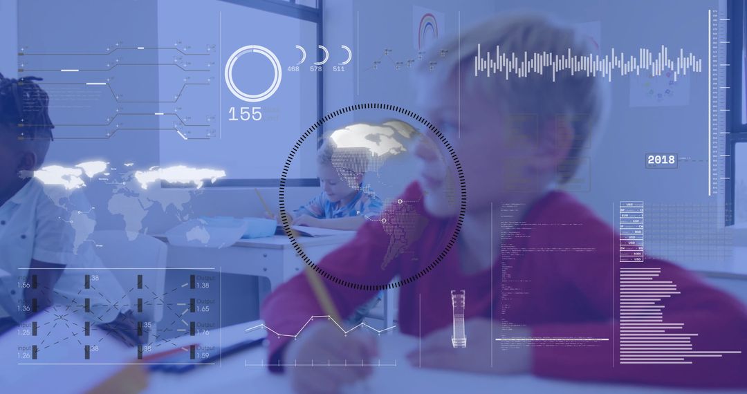 Data Analytics in Education Concept with Students in Classroom