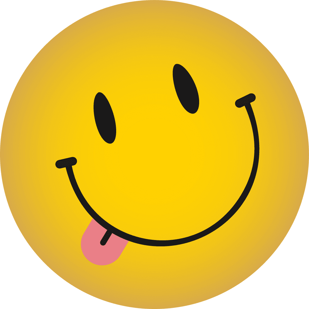 Playful Emoji Face with Tongue Sticking Out on Transparent Background