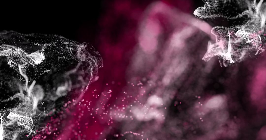 Dynamic Flowing Particles in Abstract Movement on Dark Background