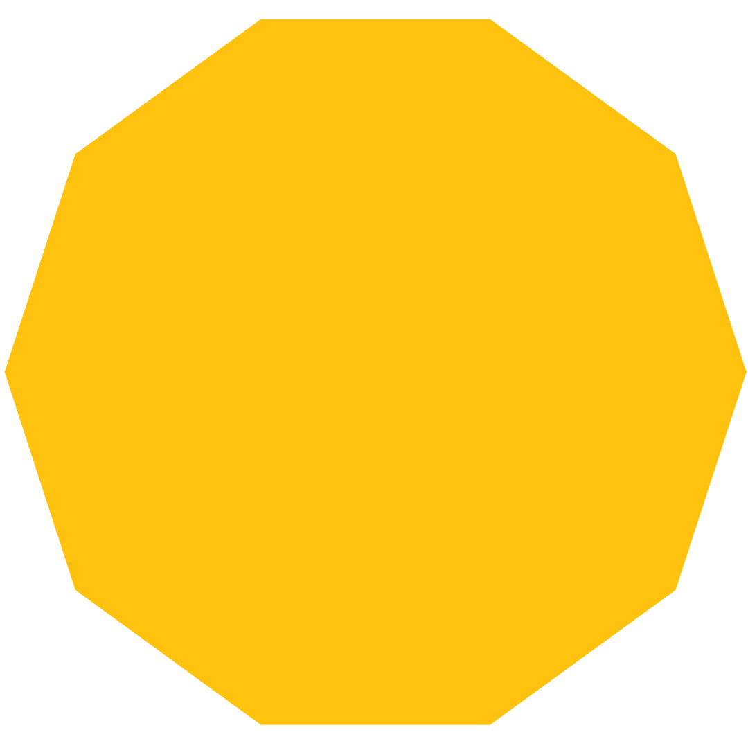 Yellow Decagon on Transparent Background for Design and Mockup