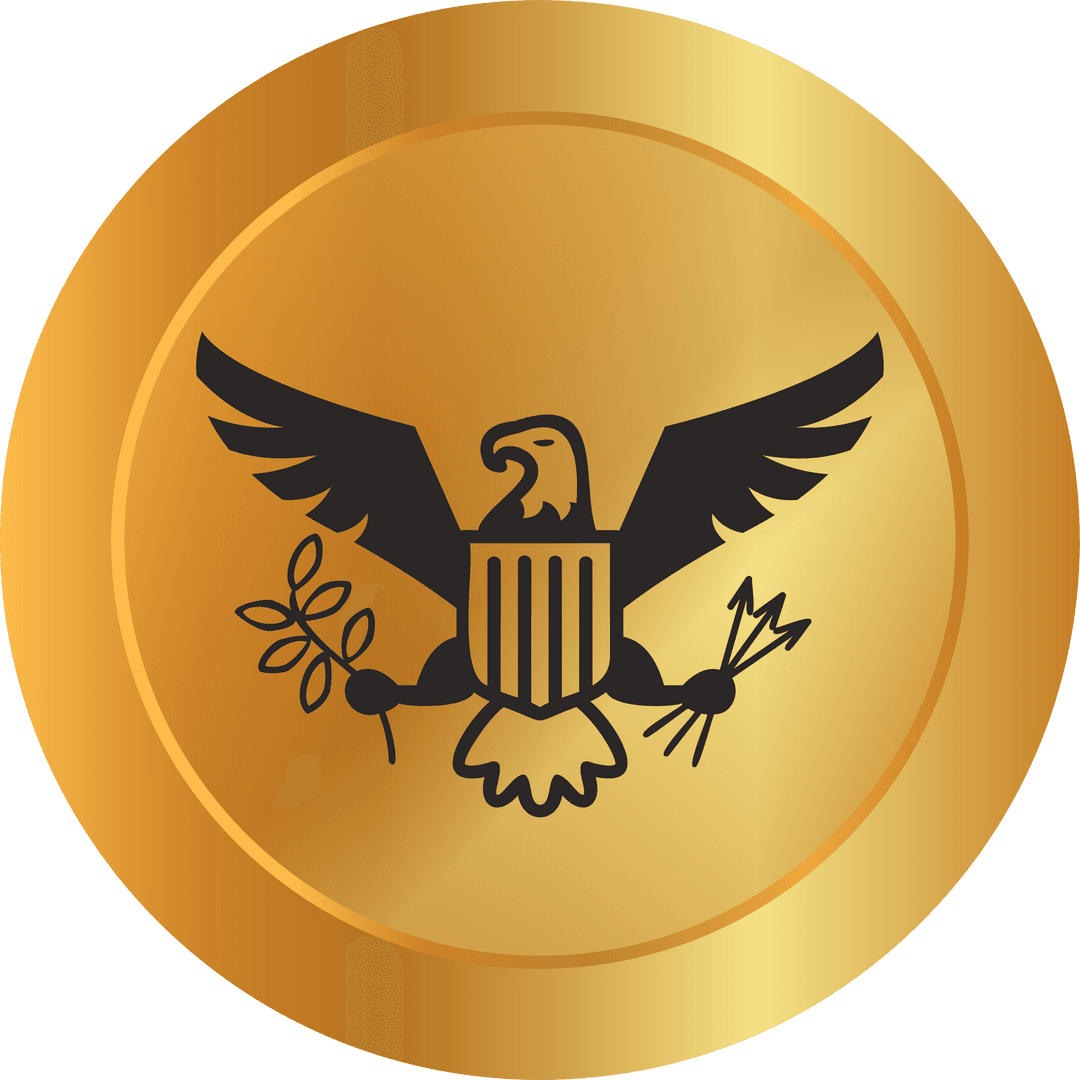 Heraldic Eagle Gold Coin on Transparent Background