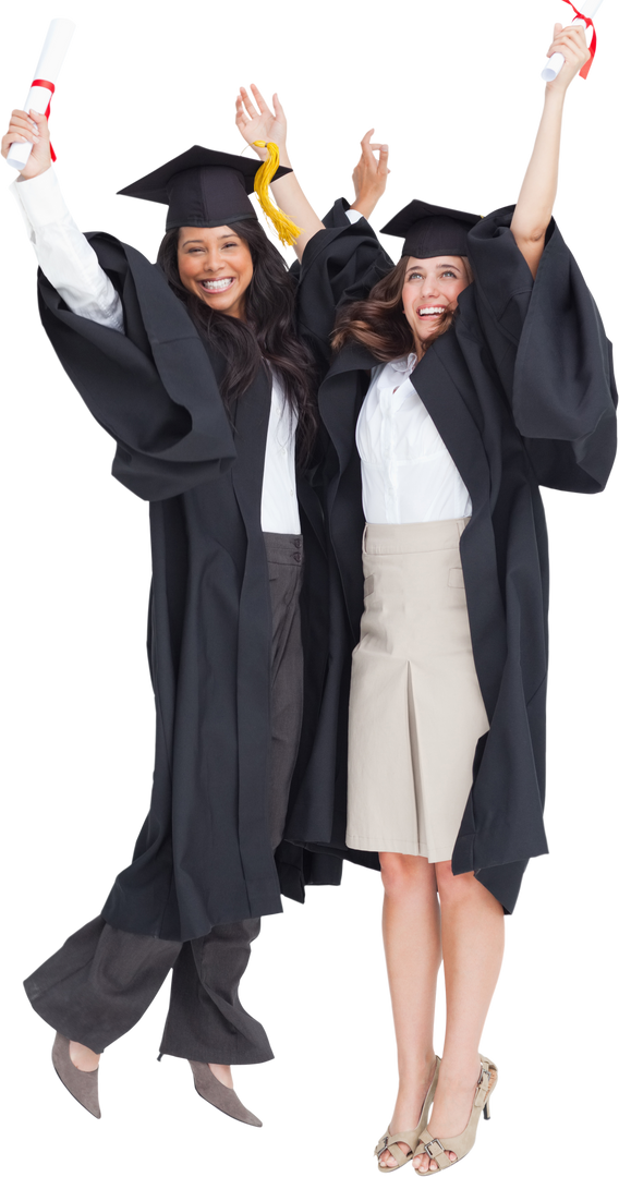 Two Women Graduates Transparent Background Celebrating with Joy - Download Free Stock Images Pikwizard.com