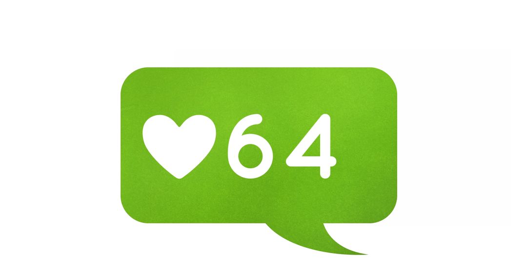 Green Like Notification Icon with Heart and Number
