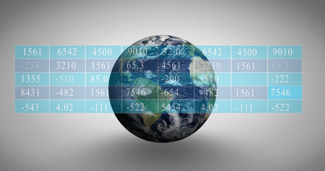 Rotating Earth with Holographic Data Overlay on White Background