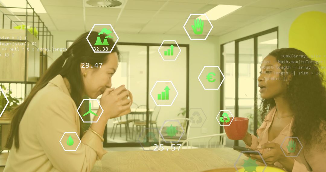 Modern Office Communication and Data Visualization Concept