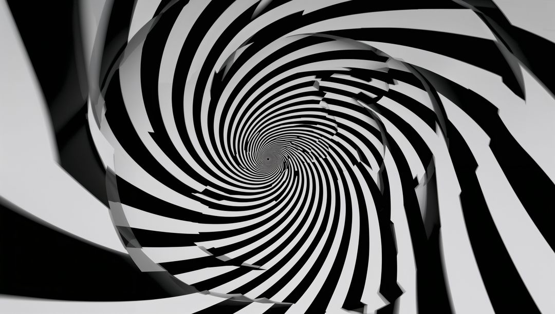 Monochrome Spiral Optical Illusion Distorting Perception