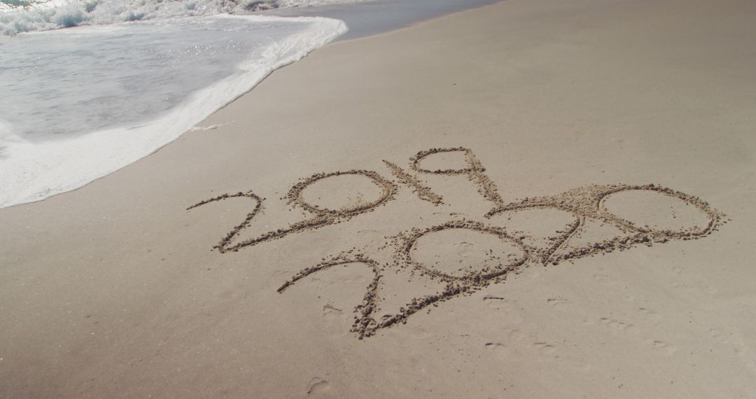 Sandy Beach 2020 New Year Sand Writing - Free Images, Stock Photos and Pictures on Pikwizard.com