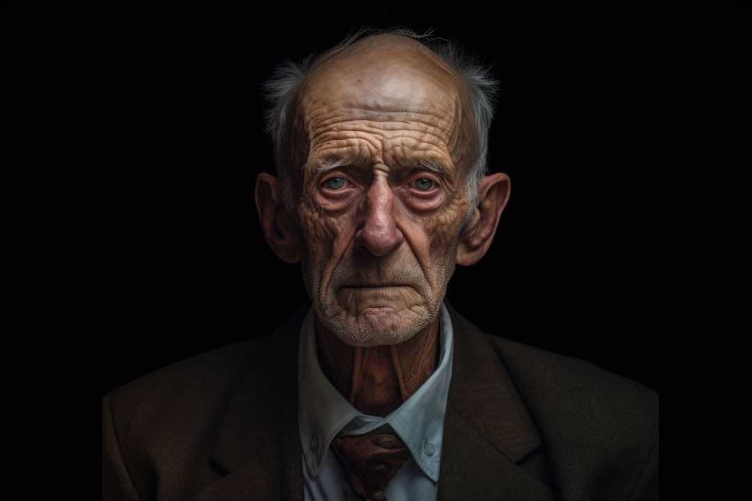 Portrait of pensive old man on black background, created using generative ai technology - Free Images, Stock Photos and Pictures on Pikwizard.com