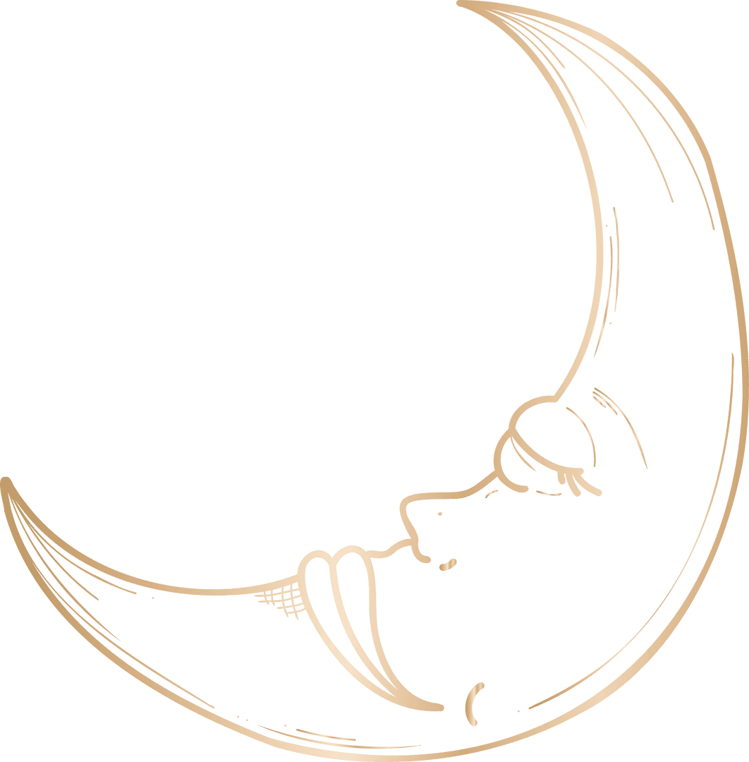 Serene Crescent Moon Illustration on Transparent Background