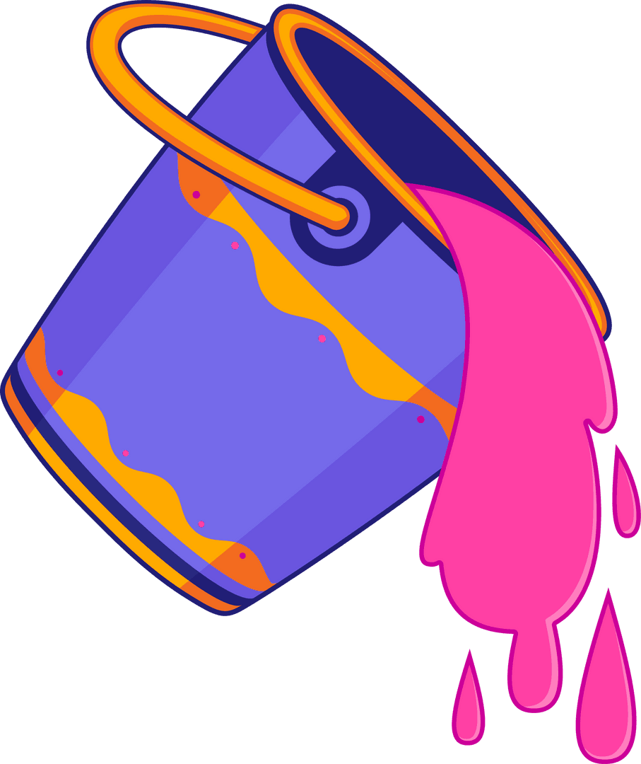 Transparent Background with Bucket Pouring Pink Paint Illustration