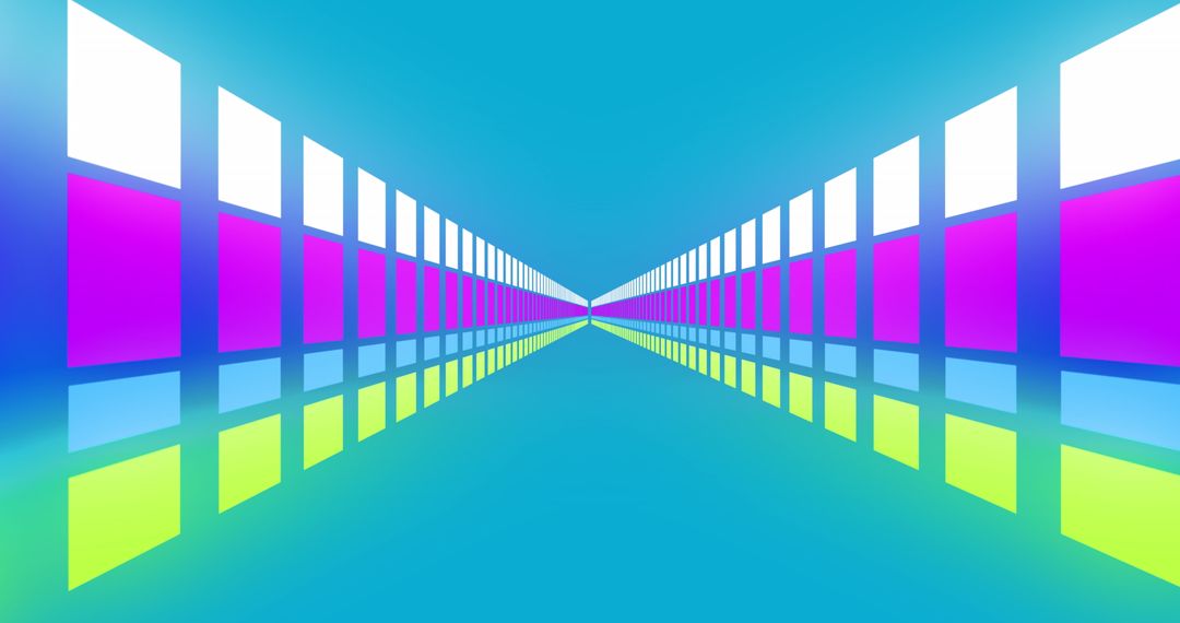 Colorful Geometric Symmetrical Reflections in Infinite Tunnel